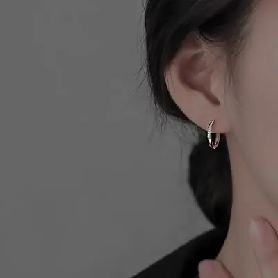 Women's 925 Sterling Silver Plain Hoop Earrings with Post