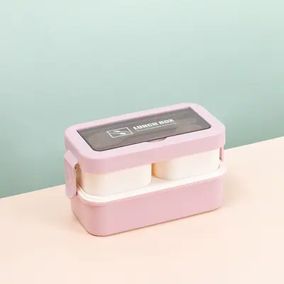 Double-Layer Compartment Lunch Box, Microwave-Safe, Portable, Japanese Style - 8