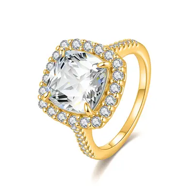 S925 Silberring mit 5 Karat quadratischem Moissanit, 10x10 mm - 8