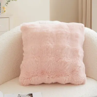 Bubble Rabbit Fur Plush Pillow Cover, Nordic Lumbar Cushion - 9