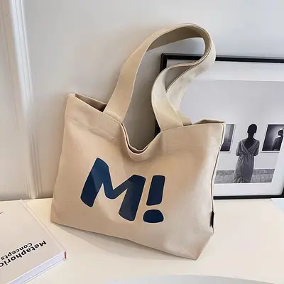 Canvas tote bag women large capacity durable supermarket shopping bag simple and versatile 2024 new shoulder bag - 10