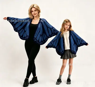 Large Butterfly Cape Shawl Cardigan, Irregular Cut Women's Sweater - 10