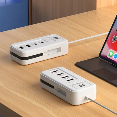 Multi-port USB charger with 5 USB outlets, home and dorm use