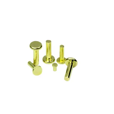 Solid Brass Rivets, Flat and Round Head, Semi-Hollow