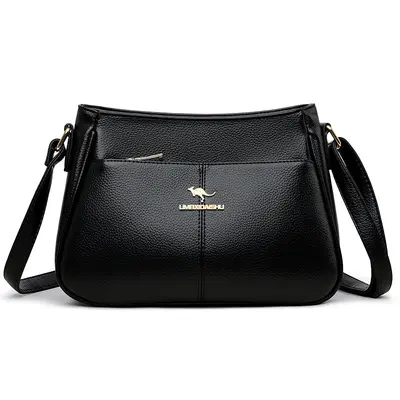 Soft Leather Women's Shoulder Bag, Large Capacity, Solid Color - 6