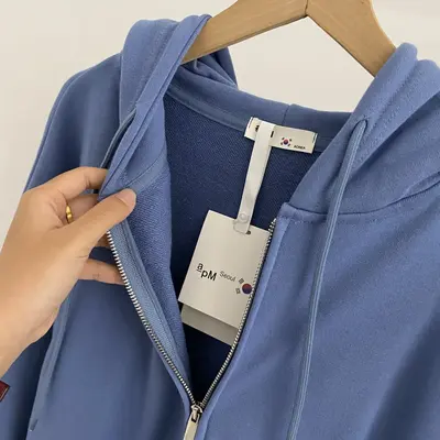 Damen-Kapuzensweatshirt, Retro-Blau mit Schriftzug, locker geschnitten