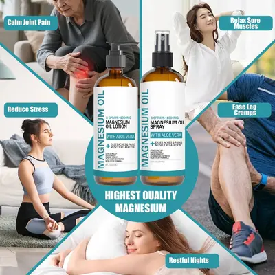 Magnesium Cream Set with Magnesium Oil Spray for Sports Body Care - 5