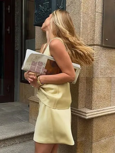 French-Style Solid Color Sleeveless Vest and Shorts Set, Summer 2025