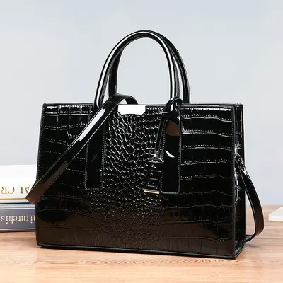 Damen-Crossbody-Tote-Bag mit Krokodilmuster - 8