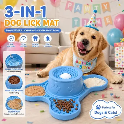 3-in-1 Silicone Lick Mat for Cats and Dogs, Non-Slip
