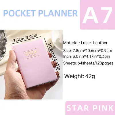 2027 A7 English Planner Notebook with Laser Cover, Mini Daily Planner - 8
