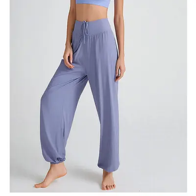 Gevşek Kesim Hızlı Kuruyan Yoga Pantolonu, Büzgülü Paça, Fitness - 3