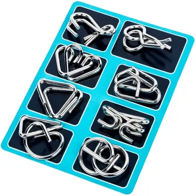 Metall-Lernspielzeug, Knobelpuzzle, 8-teiliges Ring-Set - 10