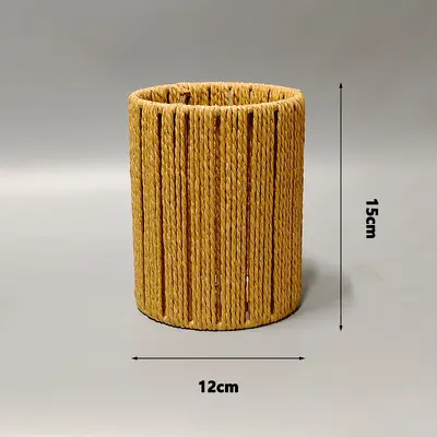 Gerader Geflecht-Lampenschirm, handgefertigt im Zen-Stil - 10
