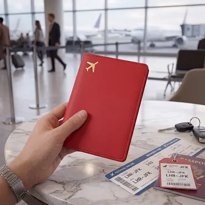 Cross-border Amazon In-Stock Airplane Passport Cover Protective Case PU Leather Passport Holder Thickened Passport Wallet