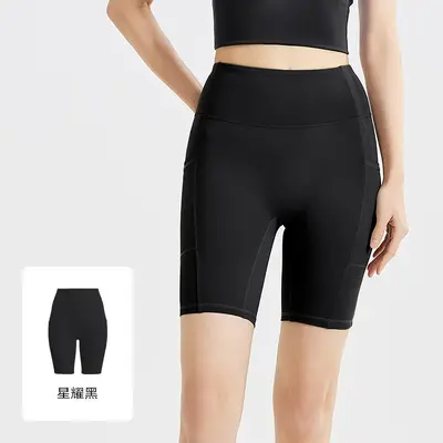 Yoga shorts leggings, high waist, striped pockets - 7