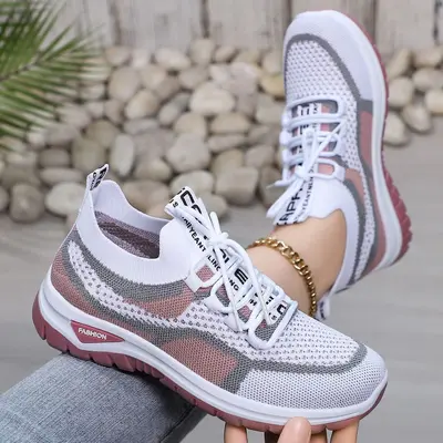 Women's Knit Lightweight Casual Sneakers, Plus Size - 10