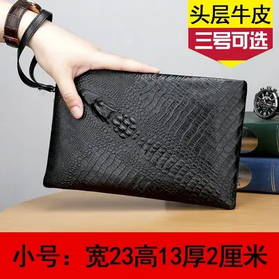 Herren-Clutch aus Rindsleder, Krokodilmuster - 9