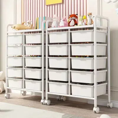 Mehrlagiges, bodenstehendes Kinderspielzeug-Regal, beweglich, großes Fassungsvermögen