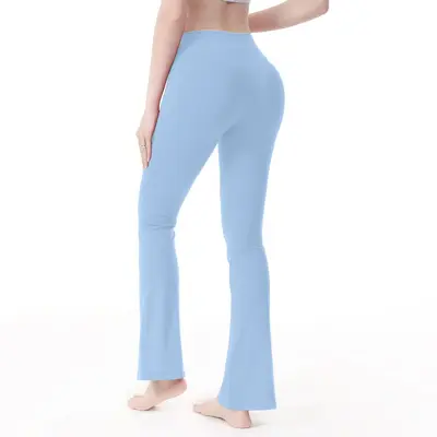 Leopard Print Micro Flare Yoga Pants, Slim Fit - 7