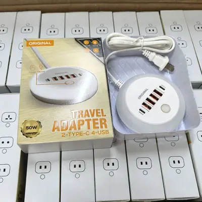 Sınır Ötesi Yeni Model Yuvarlak PD50W Çoklu Hızlı Şarj Çoklu Fonksiyonlu Aydınlatmalı Priz 4USB+Çift Type-C Akıllı Şarj Başlığı - 7