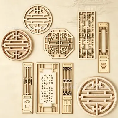 Yeni Çin tarzı antika paravan ahşap dekorasyon aksesuarları ahşap bardak altlıkları fincan altlıkları kase altlıkları DIY ahşap süsler