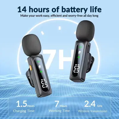 S2 Wireless Lavalier Microphone with Magnetic Clip and Digital Display