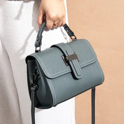 Elegant Women's Handbag Genuine Leather Small Square Bag - 1