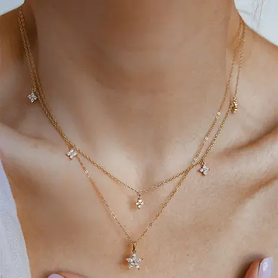 Alaşımlı kolye toptan satış Avrupa ve Amerika sınır ötesi popüler takı moda çok katmanlı kalp su damlası kolye retro kadın köprücük kemiği zinciri - 9