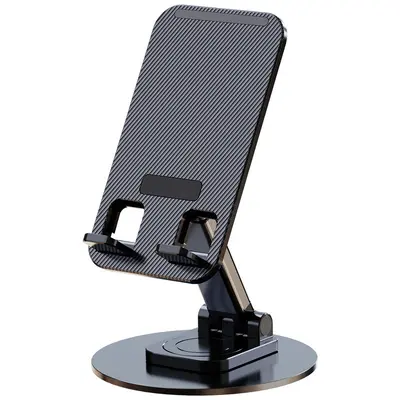 Dönerli Metal Tabanlı Telefon Tutuşu - Yüksekliği Ayarlanabilir ve Katlanabilir Telefon ve Tablet Standı - Evrensel Masaüstü Canlı Yayın ve Fotoğraf Çekimi Çok Amaçlı Tutuş