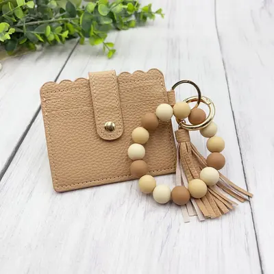 Silikonperlen-Armband mit Kartenhalter, Damenbrieftasche aus PU - 11