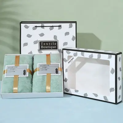 Korallen-Samttuch-Set, 2 Teile, Badetuch Geschenkbox - 5