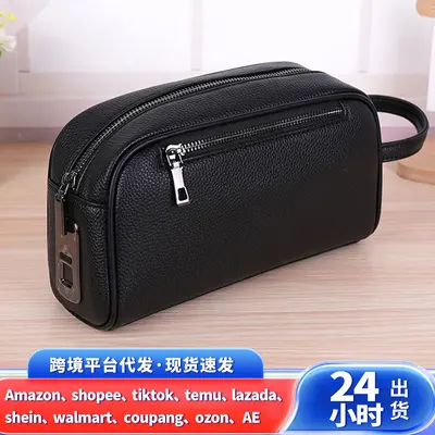 Men's Clutch Bag with Coin Pocket, Fingerprint Lock, Large Capacity