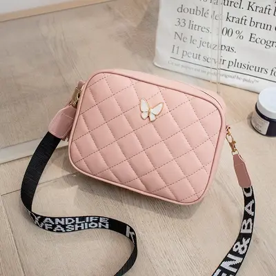 Women's Embroidered Diamond Quilted Shoulder Bag - 7