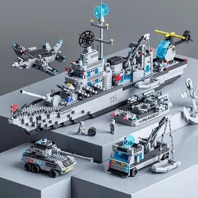 Uçak Gemisi Yapı Blok Seti, Eğitici Askeri Gemi ve Tank Oyuncağı, Erkek Çocuk Hediyesi - 9