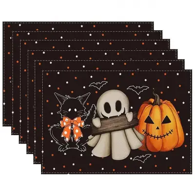 Halloween Ghost Linen Placemat, Waterproof for Restaurant Table - 13