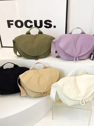 Women's Summer Linen Shoulder and Crossbody Bag, Dumpling Style, Commuter Use