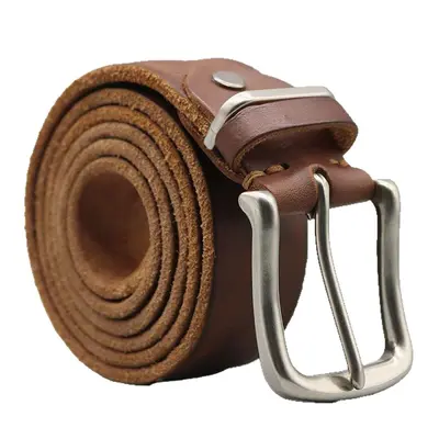 Genuine Leather Men's Vintage Single Layer Belt Simple Casual Pin Buckle Real Leather Waistband Youth Student Jeans Belt