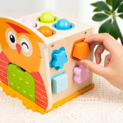 Multifunctional Building Blocks Shape Matching Wooden Hammer Board - 3