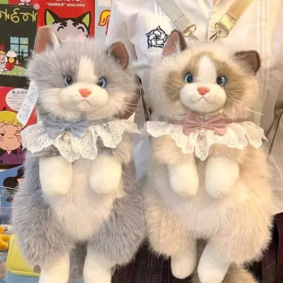 Simulation Ragdoll Cat Plush Backpack for Girls - 1