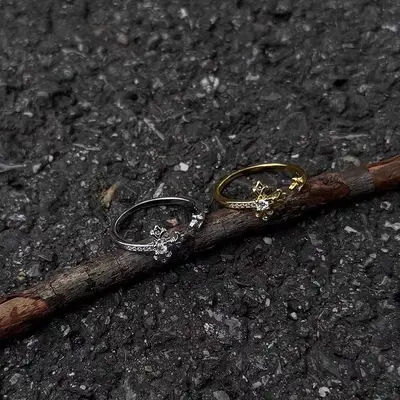 S925 Sterling Silver Cross Flower Ring Unisex