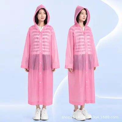 Eva Erwachsenen-Regenmantel, transparente Poncho mit Hut - 9