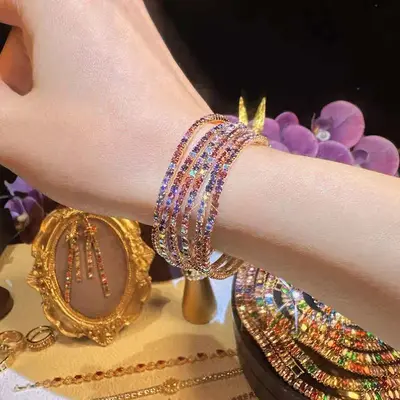 S925 ayar gümüş çok yönlü yanıp sönen zirkon top bilezik zarif niş takı basit küçük elmas bilezik moda aksesuarları - 9