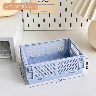 Tengyi Mini Katlanır Plastik Saklama Kutusu Öğrenci Masaüstü Organizatör Bant Kırtasiye Katlanır Sepet Depolama Sepeti - 7