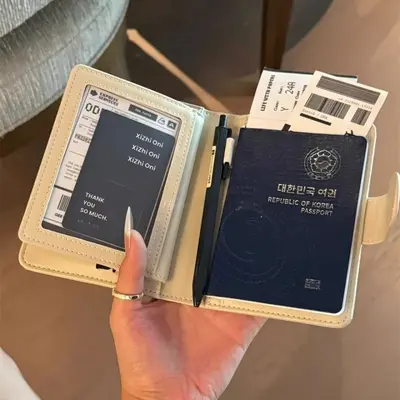 Passport holder, leather, multiple card slots - 4