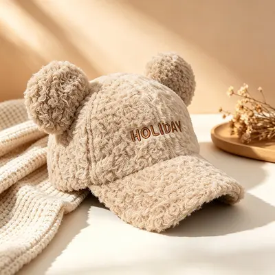 Korean-Style Women's Knit Cap with Bear Ears, Warm for Autumn and Winter, Large Sizes - 8