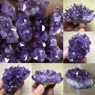Amethyst-Cluster Mineralprobe, Geoden-Scheibe aus Naturkristall