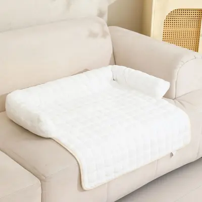 Flannel Quilted Embroidered Pet Bed, Machine Washable, Scratch-Resistant - 10
