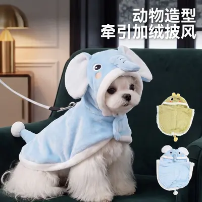 Dog Dinosaur Costume Cape with Leash Loop, Autumn and Winter - 2