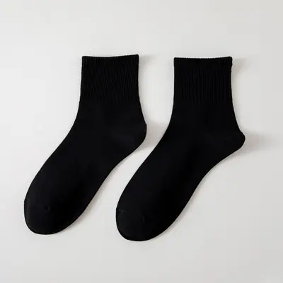 Autumn solid color versatile black, white and gray unisex sports high tube socks simple cotton soft long socks for women Zhuji socks wholesale - 10